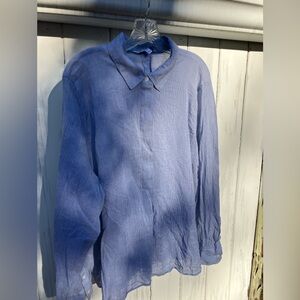 Elizabeth and Jane’s Women’s  Blue and White Pin Striped  Blouse Size XXL